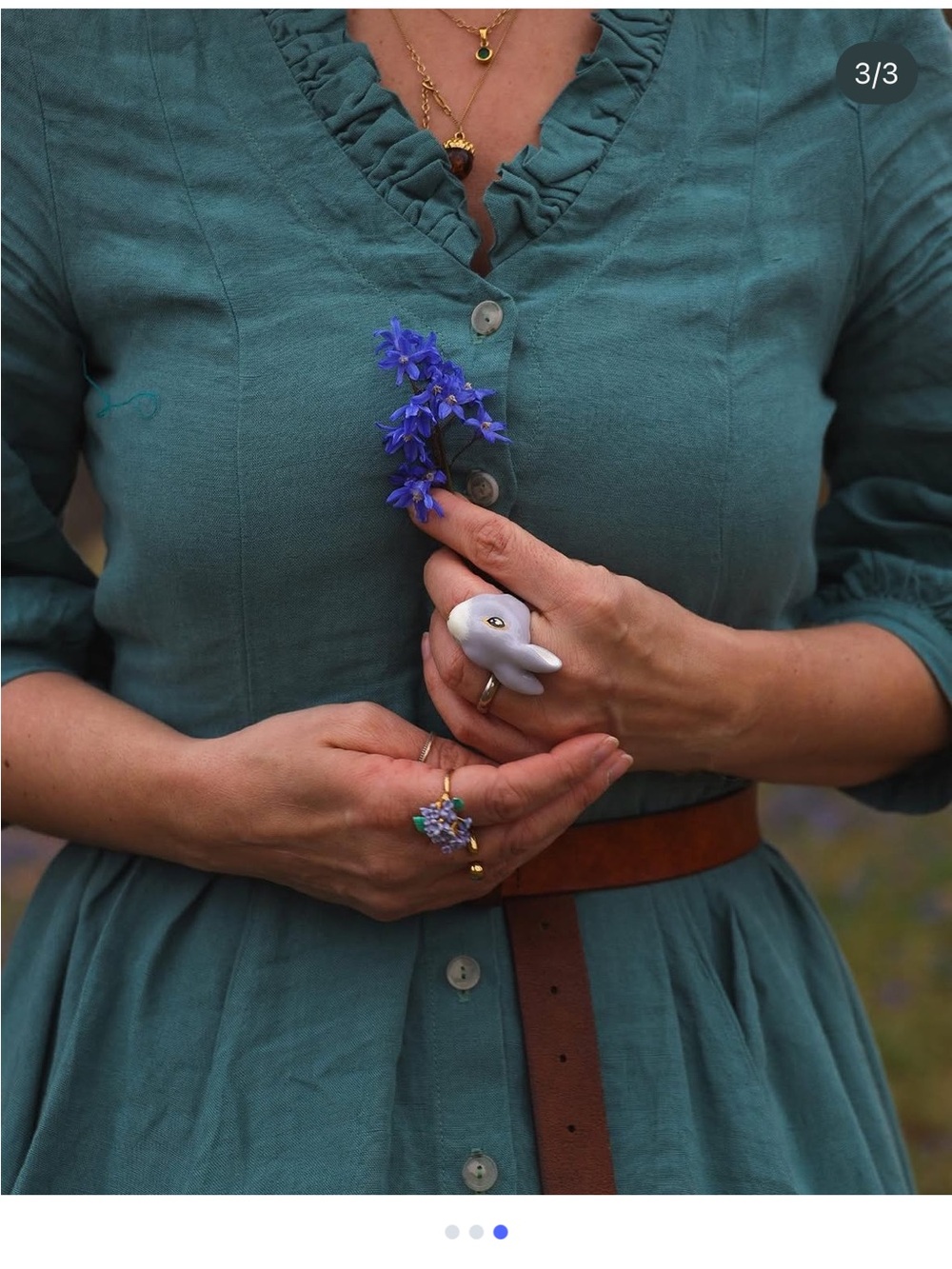 Son De Flor Ophelia Moonlight Blue Linen Dress XXS - Picture 6 of 8